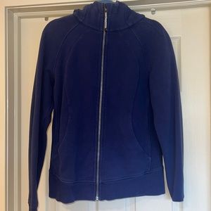 lululemon navy full zip scuba hoodie, size 10